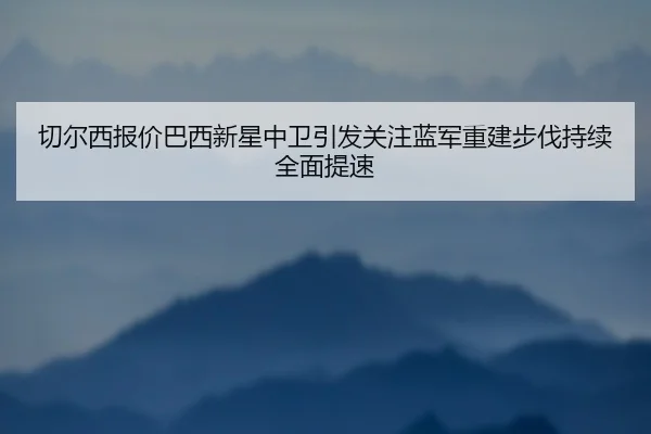 切尔西报价巴西新星中卫引发关注蓝军重建步伐持续全面提速